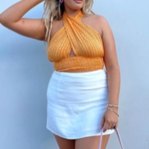 NWOT Princess Polly Orange Halter Top